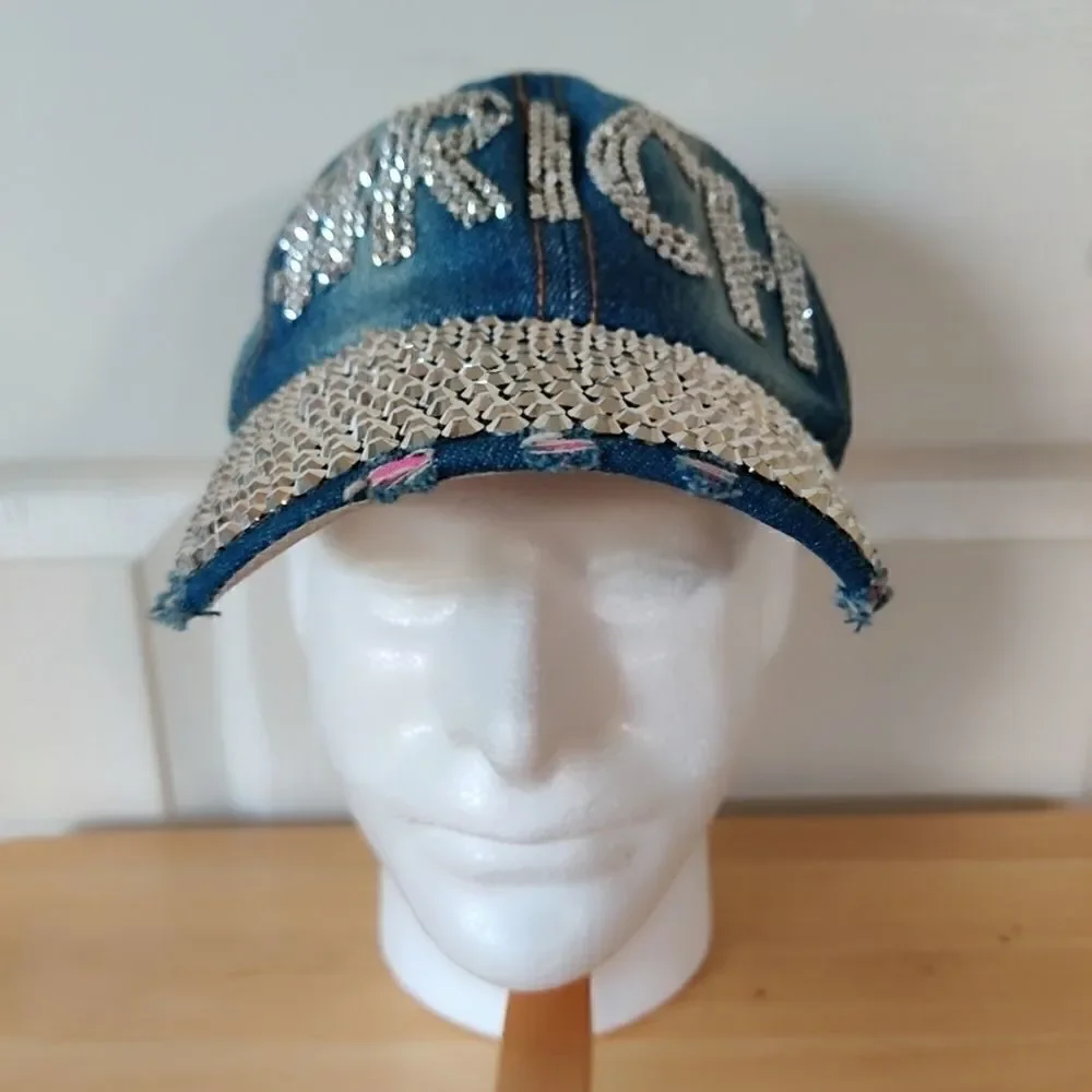 Westend embellished distressed denim hat